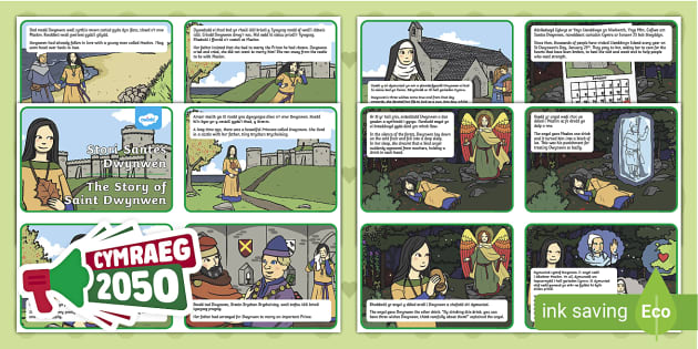 St Dwynwen English/Welsh Story Sequencing Cards - Twinkl