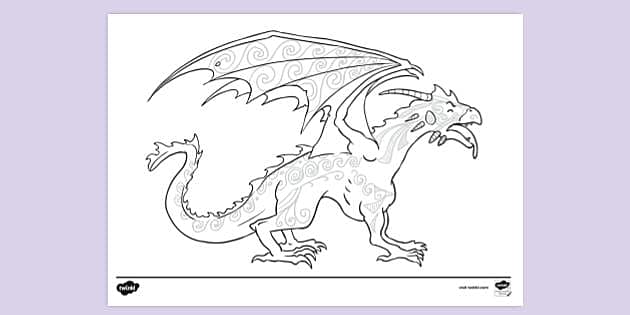 line drawings of dragons