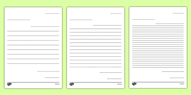 Printable Stationery Templates for Students, Friendly Letters