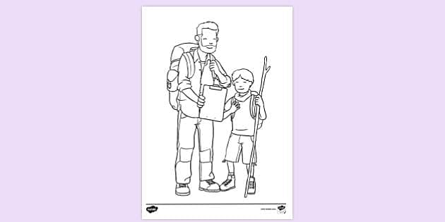FREE! - Father and Son with Clipboard - Colouring Sheet