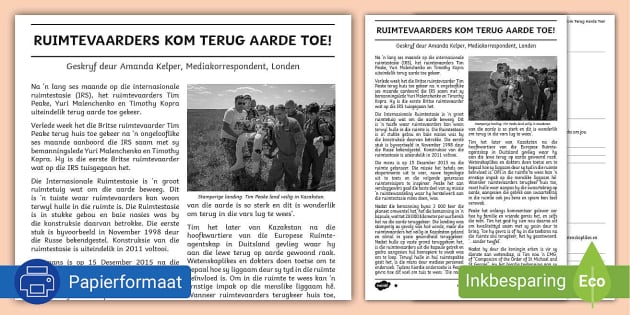 Koerantartikel Ruimtevaarders Kom Terug Aarde Toe