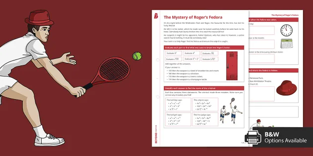 Maths Wimbledon: Indices - The Mystery of Roger's Fedora Worksheet