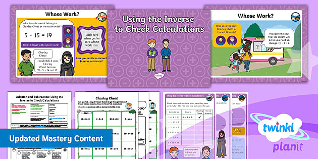 Y2 Inverse Check Calculations PlanIt Maths Lesson 2 - Twinkl