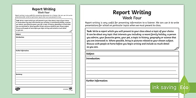 Report writing frame homework sheet. (teacher made) - Twinkl