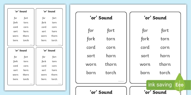 'or' Sound Spelling List Cards (teacher made) - Twinkl