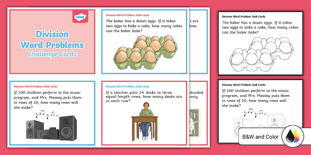 Division Word Problem Task Cards For 3rd 5th Grade Twinkl 1676