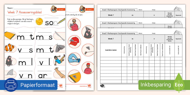 Graad 1 Klanke Assessering M, V (teacher Made) - Twinkl