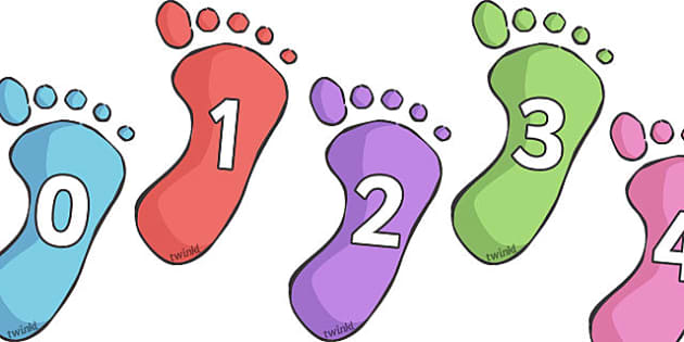 Numbers 0-10 on Footprints - Footprint, hand, foot, Foundation