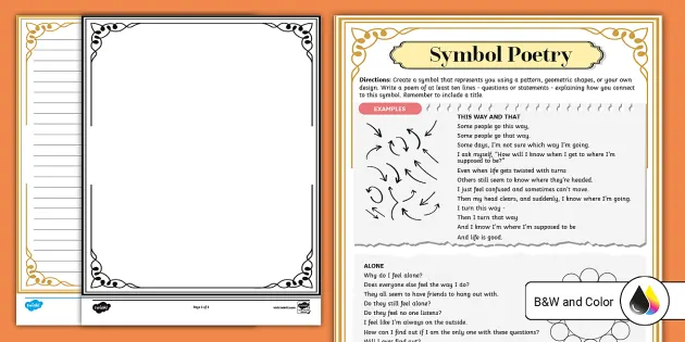 Eighth Grade Symbol Poetry Activity (teacher made) - Twinkl