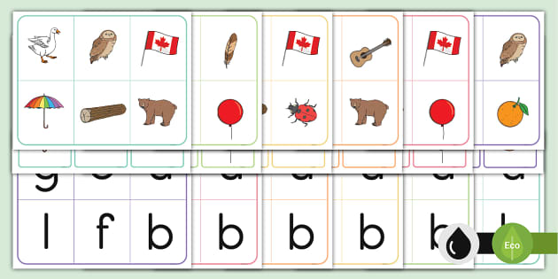 Phonics Canada: G, O, U, L, F, B Letter Sounds Bingo Game