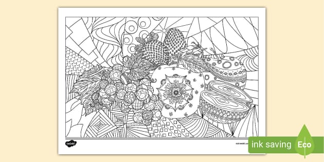 Mindfulness Fruit Colouring Page (teacher made) - Twinkl