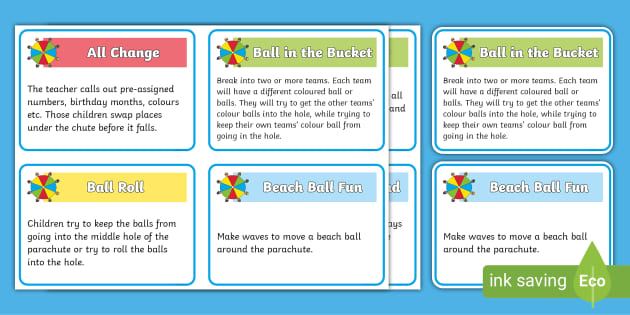 Parachute Games Activity Cards (teacher made)