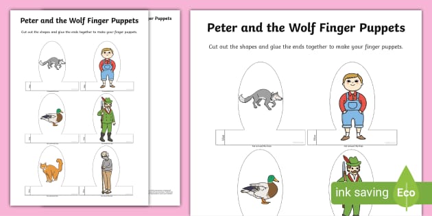 FREE! - Peter and the Wolf Finger Puppets - Twinkl