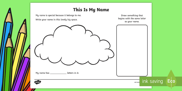 kindergarten this is my name worksheet worksheet