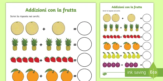 Le addizioni con la frutta Attività (teacher made) - Twinkl