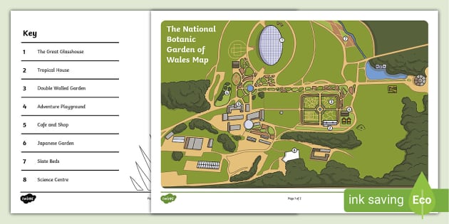 National Botanic Garden of Wales Display Map - Twinkl