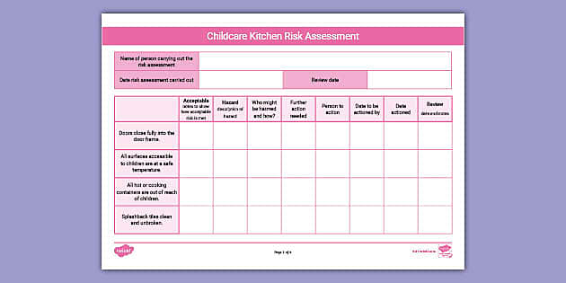 Childcare Kitchen Risk Assessment   Kitchen Ver 2 