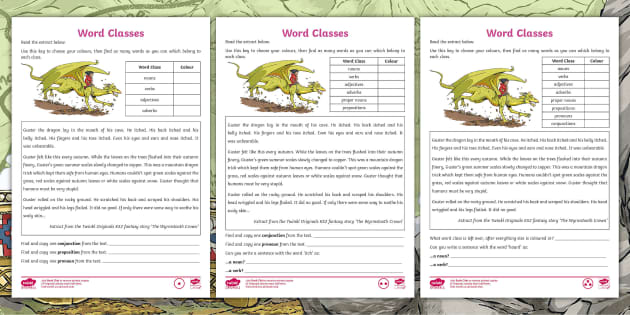 ks2 word classes differentiated worksheet ks2 fantasy story the