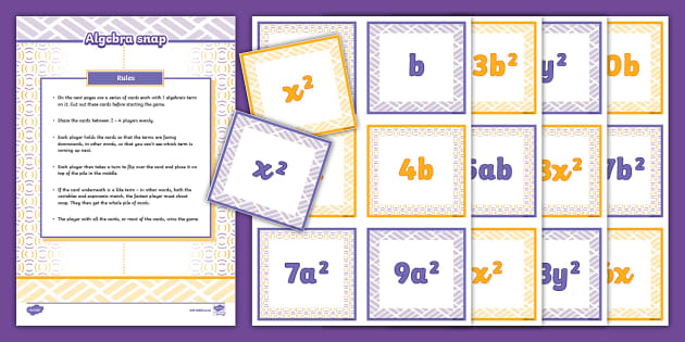 Algebra Snap Game (teacher made) - Twinkl