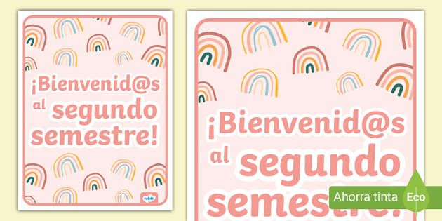 Póster: Bienvenid@ al segundo semestre (estrellas) - Twinkl