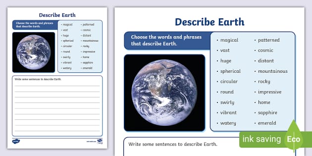 Describe Earth Writing Activity teacher Made Twinkl
