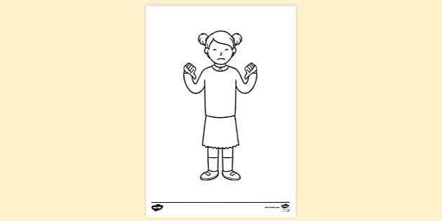 child with thumbs down colouring sheet | Colouring Sheet