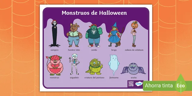 Pósters: Vocabulario de Halloween (teacher made) - Twinkl