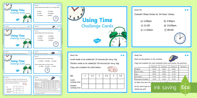 Using Time Maths Challenge Cards Teacher Made Twinkl