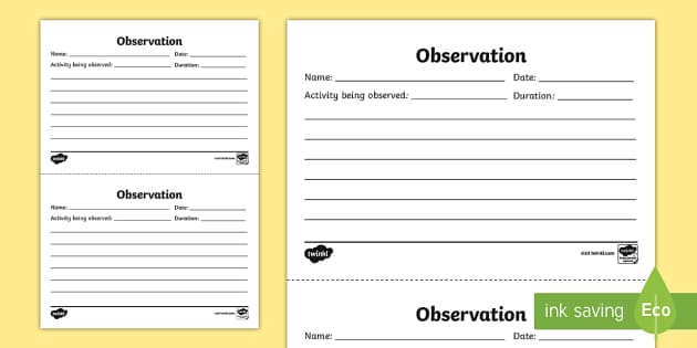 EYFS Infants Observation Template (teacher made) - Twinkl