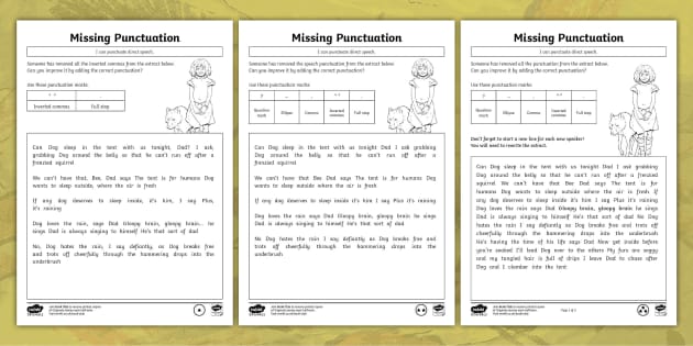 punctuation direct speech worksheets