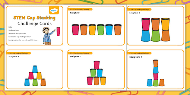 Getting to Know Each Other STEM Cup Stacking Challenge Cards