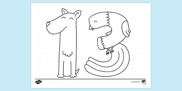 Number 13 Colouring Page