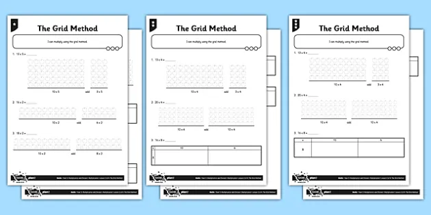 grid method multiplication worksheets maths resources