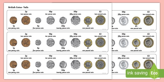 Pictures Of Money - Coins Value Strips For British Money