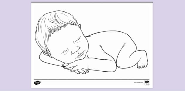 Line Art. Newborn Illustration Stock Vector - Illustration of child,  female: 280600840