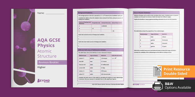 AQA Physics Atomic Structure Higher Revision Booklet