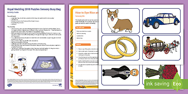 Royal Wedding 2018 Puzzles Sensory Busy Bag Resource Pack for Parents