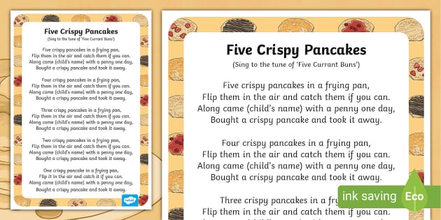 Five Crispy Pancakes Song (teacher made) - Twinkl