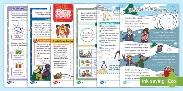 * New * Ks1 January Reading Comprehension Activity Pack