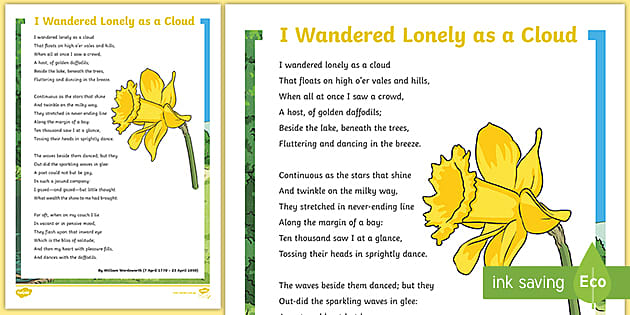 analyzing a poem worksheet i wandered lonely as a cloud