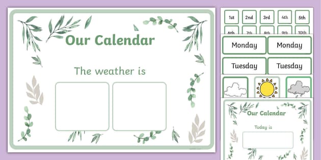 Botanical Themed Weather and Calendar Display Pack Twinkl
