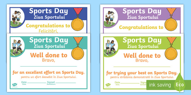 Sports Day Effort Certificates English/Romanian - Sports Day Effort