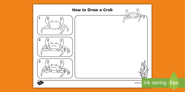 Crab. Nature. Drawings. Pictures. Drawings ideas for kids. Easy and simple.