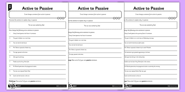 Active and Passive Voice Worksheet | Primary Resources