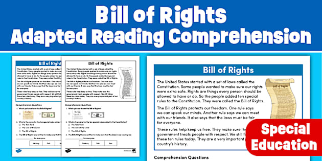 Bill of Rights Adapted Reading Comprehension for Special Education