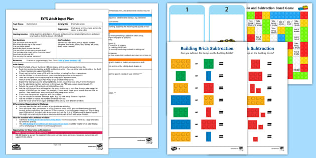 EYFS Building Brick Subtraction Adult Input Plan and Resource Pack