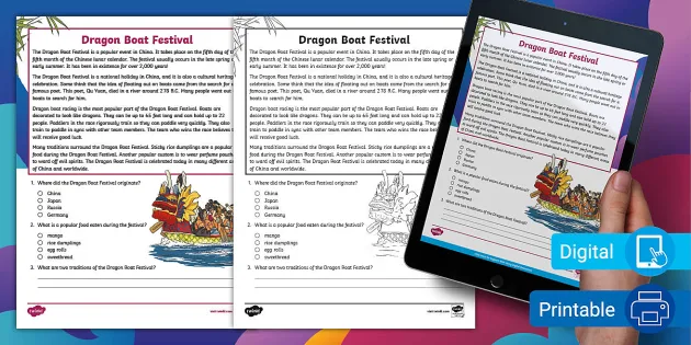 Dragon Boat Festival Reading Passage 1st Grade