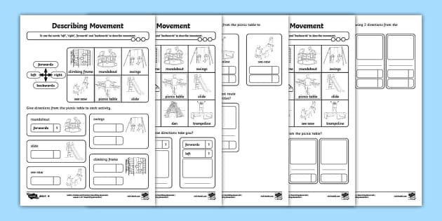 describing movement planit maths activity sheets