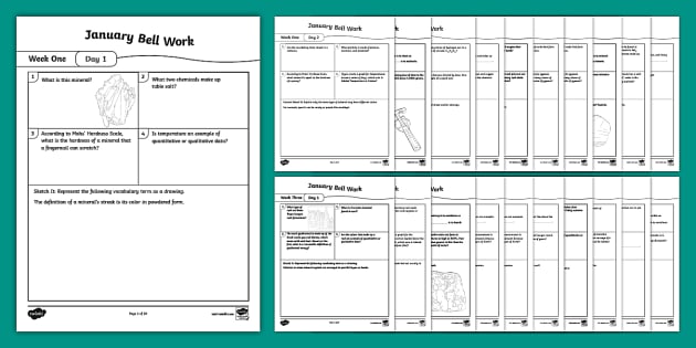 Sixth Grade Science January Bell Work Bundle - Twinkl