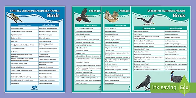 endangered birds list with name